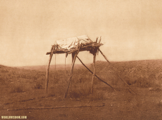 "A burial platform" - Apsaroke, by Edward S. Curtis from The North American Indian Volume 4