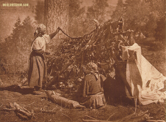 "Drying meat - Flathead", by Edward S. Curtis from The North American Indian Volume 7

