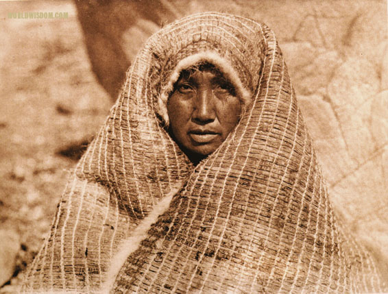 "Nootka woman wearing cedar-bark blanket - Nootka", by Edward S. Curtis from The North American Indian Volume 11