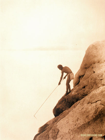 "Fishing with a gaff-hook" - Paviotso, by Edward S. Curtis from The North American Indian Volume 15
