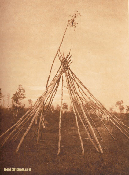 "Frame of the sponsor's tipi, Cree sun-dance", by Edward S. Curtis from The North American Indian Volume 18
