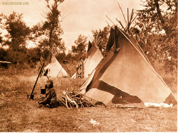 "A Sarsi camp", by Edward S. Curtis from The North American Indian Volume 18
