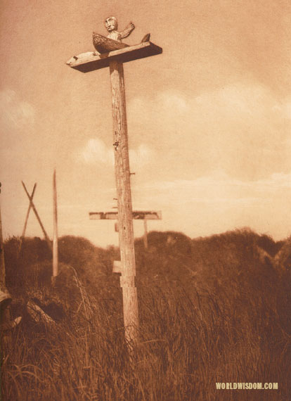 "A grave-post" - Eskimo of Hooper Bay, by Edward S. Curtis from The North American Indian Volume 20
