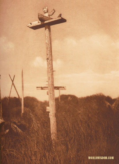 "A grave-post" - Eskimo of Hooper Bay, by Edward S. Curtis from The North American Indian Volume 20
