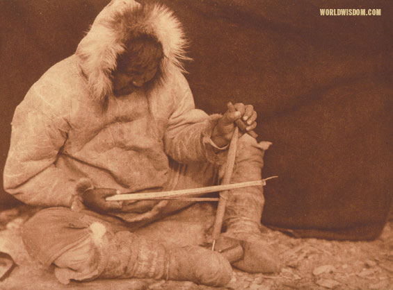 "The bow-drill" - Eskimo of King Island, by Edward S. Curtis from The North American Indian Volume 20
